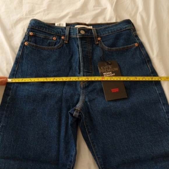 Levi's Wedgie Straight Jeans Below the Belt Dark Wash High Rise Denim Mom - Picture 8 of 10